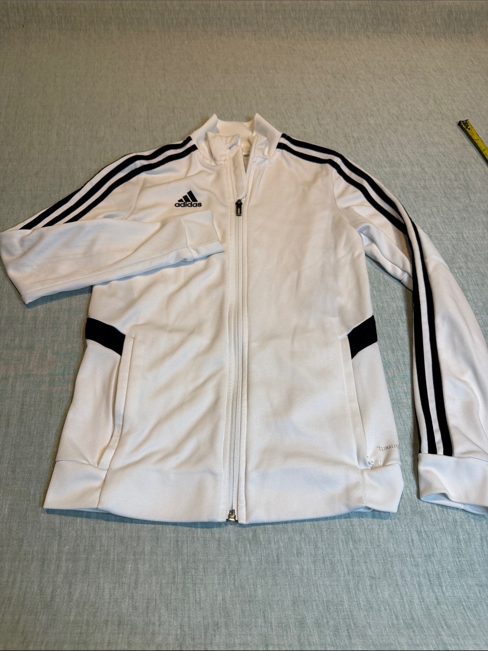 adidas White Full-Zip Track Jacket with Black Stripe Accents